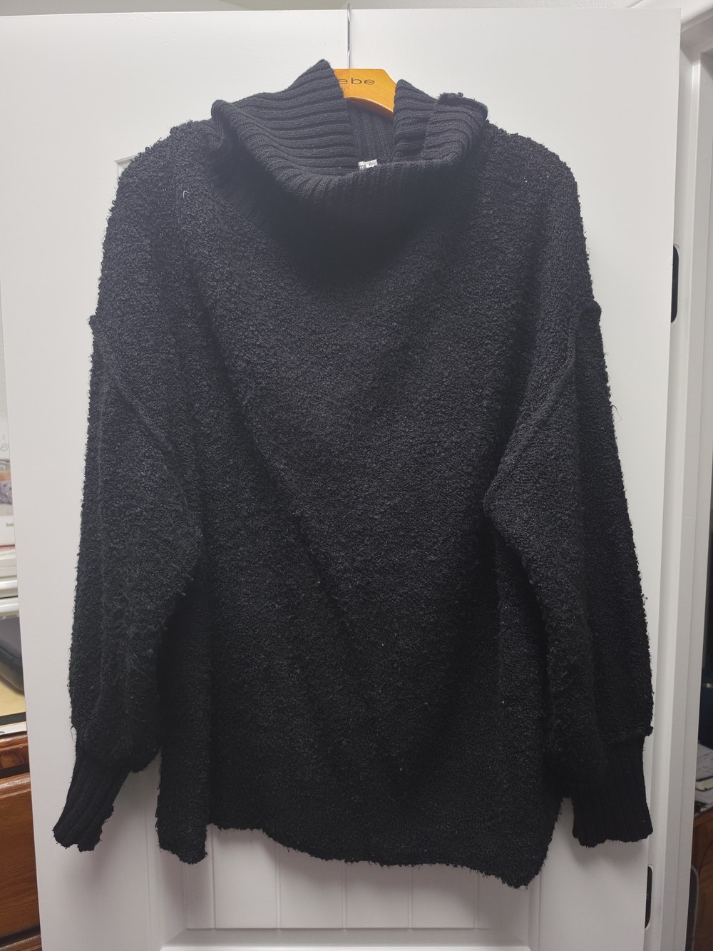 Double Zero Black Bouclé Turtleneck Sweater